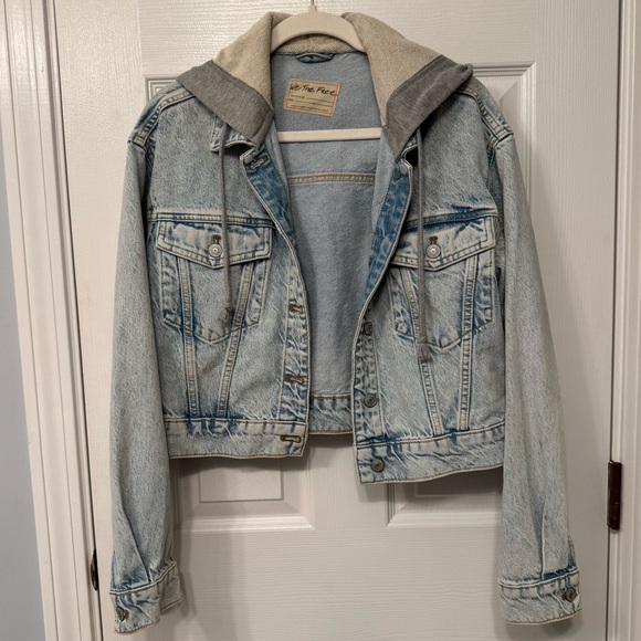 Free People 🤍 Brando Denim Jacket Malta Wash Blue Size S 🩵 - Picture 7 of 12